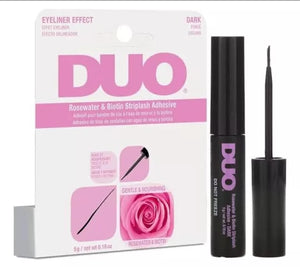 Pegamento para Pestañas Agua de Rosas y Biotina Duo Oscuro con brocha 5g